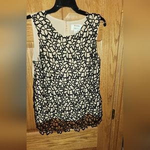 TARGET Lela Rose Neiman Marcus Black Floral Crochet Gold Lined Keyhole Silk Blen